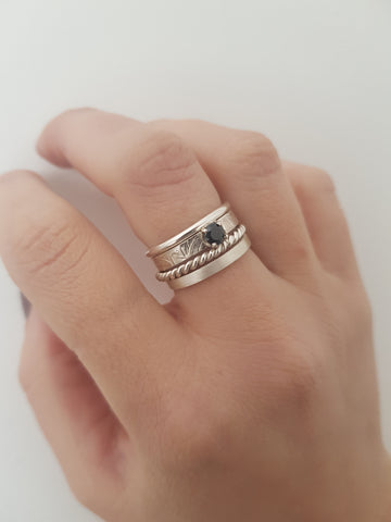 Stacking ring set with stone