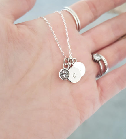 White topaz & 2 disc necklace