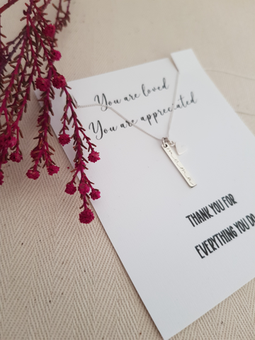 mama Bar necklace with heart for Mother's day