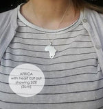 Silhouette necklace: Africa necklace with heart in brass or copper