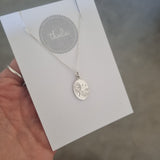 Flower protea oval necklace